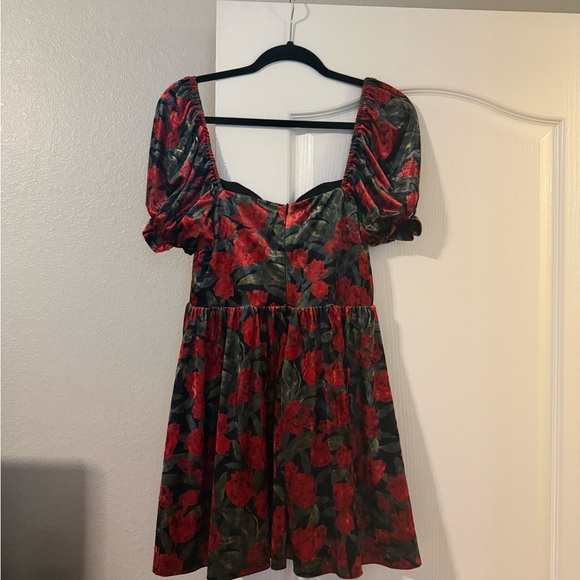 Petal & Pup Red and Green Floral Mini Dress - Picture 3 of 4